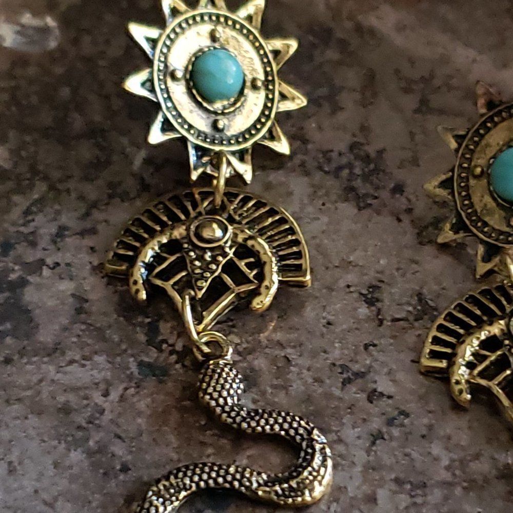 Artisan Goddess Snake Earrings - Picture 11 of 15
